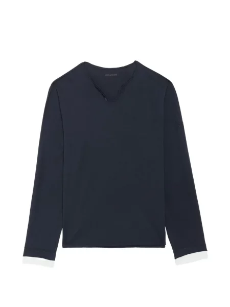 Tricou Zadig&voltaire cu guler henley albastru