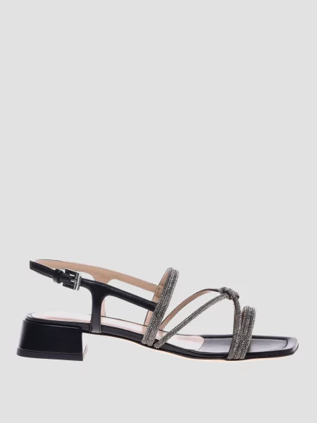 Шкіряні босоніжки Baldinini чорні