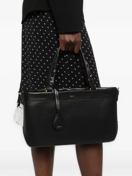 Geantă shopper Bally din piele cu imagine negru