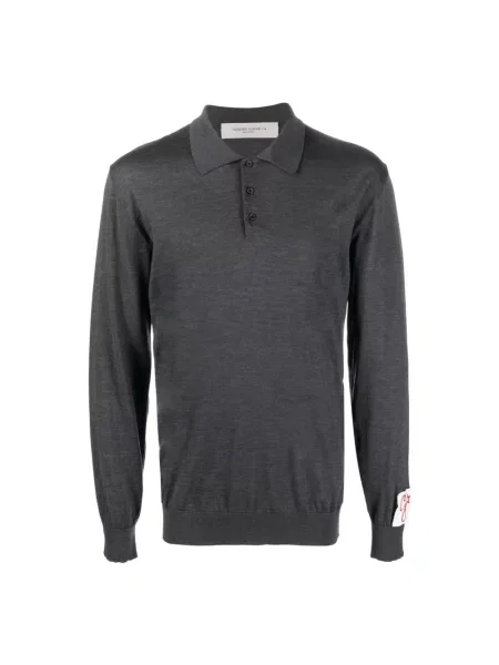 Koszulka polo Golden Goose wełniana szara
