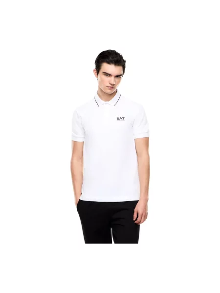Koszulka polo Ea7 Emporio Armani z nadrukiem biała