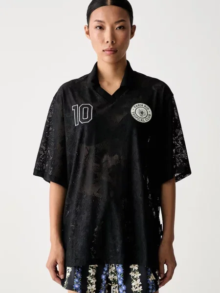 Adidas tricou pentru femei din dantelă x Farm Rio negru