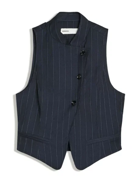 Bershka Vestă de costum bleumarin / deschis albastru