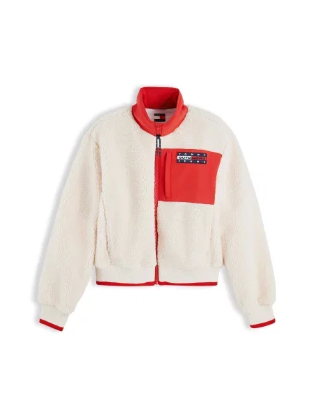 Tommy Jeans Jachetă fleece roșu intens alb