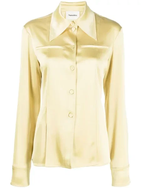 Długa kołnierzykowy bluzka Nanushka żółta