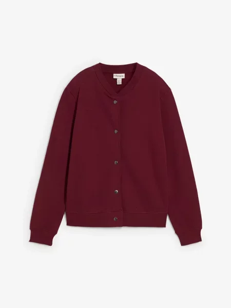 Bluza rozpinana z plisą guzikową czerwona