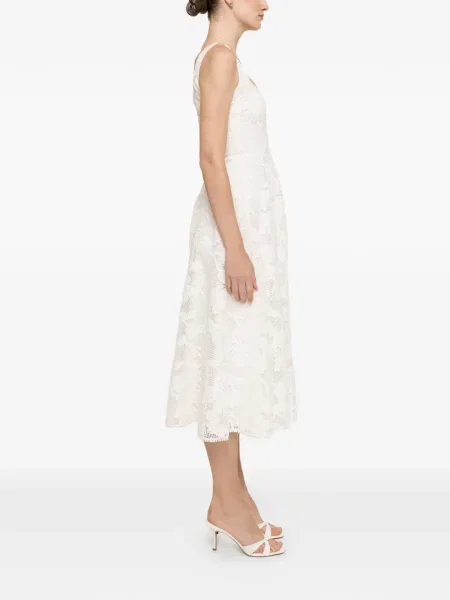 Rochie midi Nissa din dantelă alb