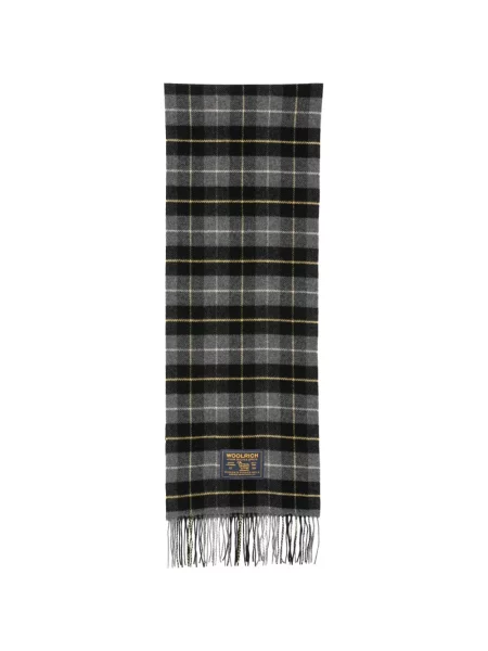 Fular Woolrich cu franjuri în carouri gri