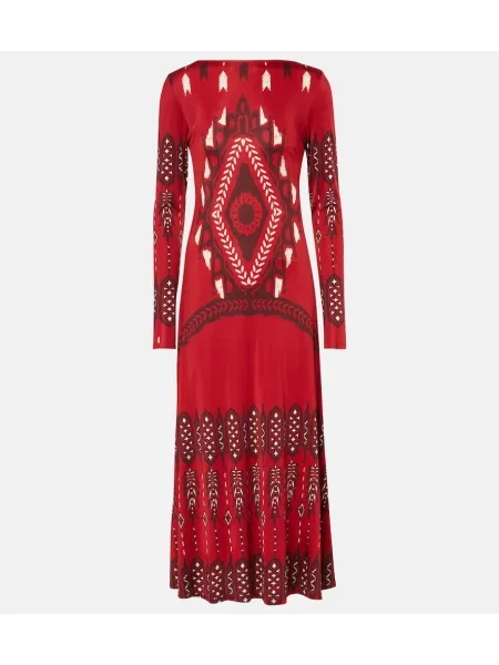 Rochie maxi Johanna Ortiz cu imagine din jerseu de costum roșu