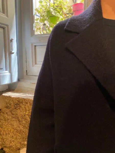 Palton Lebor Gabala cu model herringbone albastru