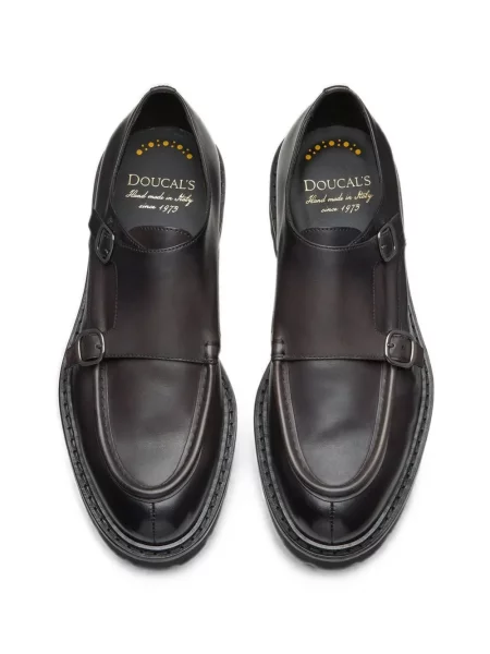 Pantofi loafer Doucal's din piele cu cataramă negru
