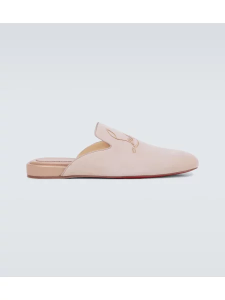 Papuci tip mules Christian Louboutin fără toc bej