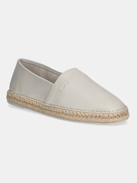 Calvin Klein espadryle skórzane ESPADRILLE LTH szary