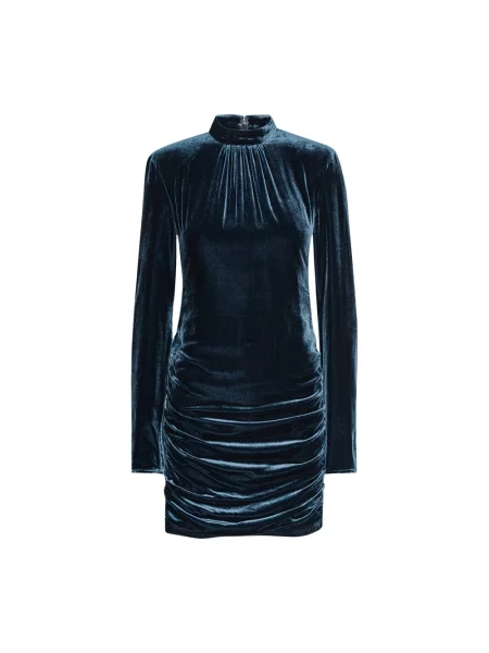 Aksamitna sukienka maxi Rotate Birger Christensen niebieska