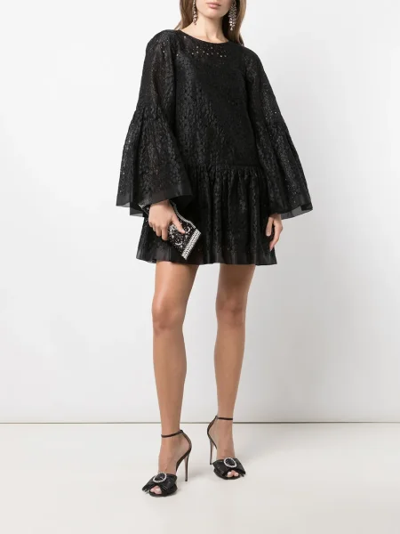 Květinové zvonové šaty Dolce & Gabbana Pre-owned černé