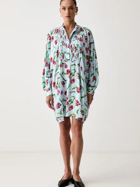 Kenzo rochie evazată din vâscoză albastru