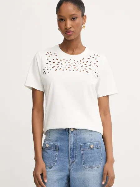 Morgan kratka majica z elastanom bež