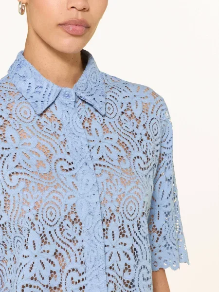 Sem Per Lei Bluzka Z Dziurkowanej Koronki blau