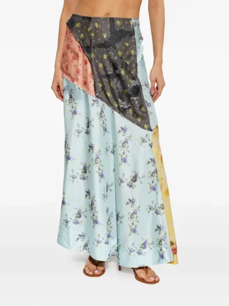 Fustă Ganni cu model floral cu imagine albastru