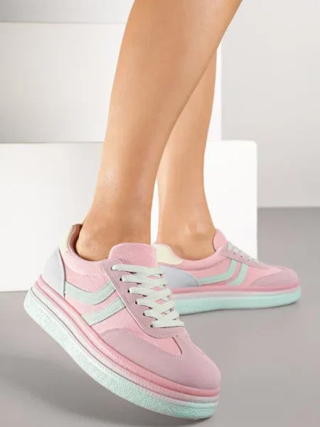 Sneakersy Typu Kultowe Tenisówki na Niskiej Platformie Olritia różowe