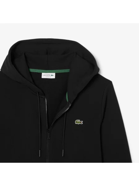 Lacoste Rozpinana Bluza Polarowa Z Kapturem O Klasycznym Kroju czarny