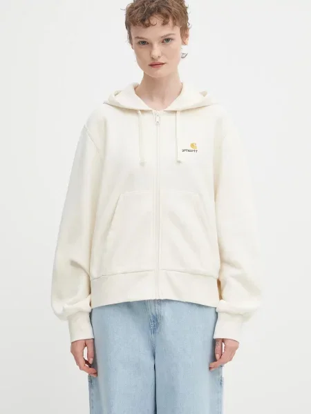 Carhartt WIP bluză W''''''' HD American Script cu glugă uni bej