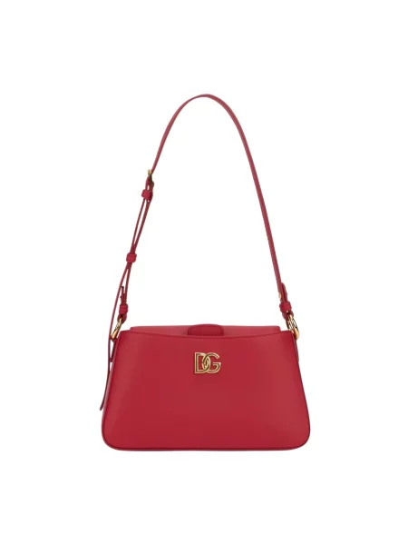 Torebka Dolce And Gabbana skórzana z logo czerwona