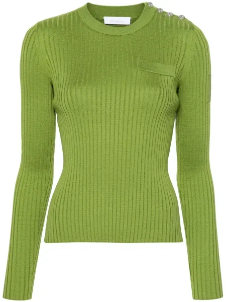 Top Rabanne cu decolteu rotund verde