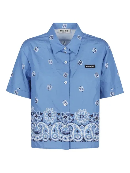 Cămașă Miu Miu cu imagine scurtă albastru