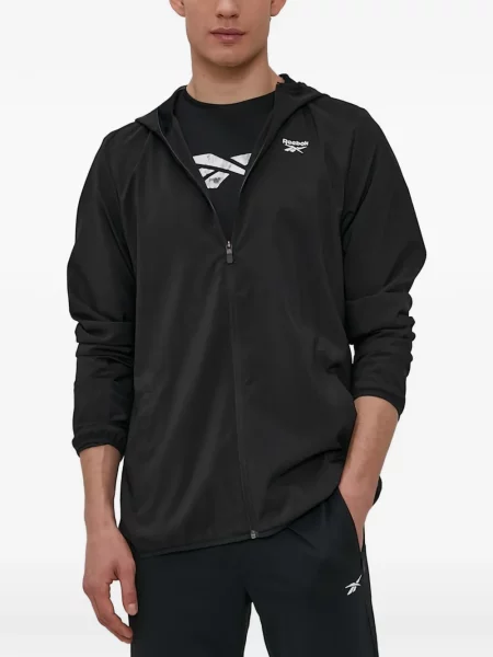 Jachetă cu glugă Reebok cu glugă negru