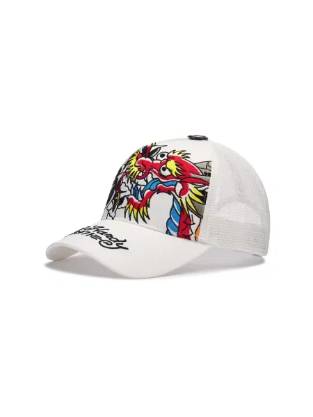 Ed Hardy Șapcă Dragon And Roses galben / roșu / negru alb