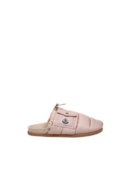 Klapki mules Moncler skórzane różowe