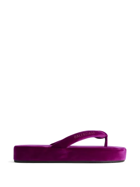 Chiloți tanga Balenciaga de catifea cu platformă violet