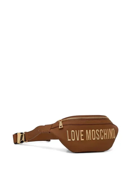 Curea Love Moschino cu cataramă cu autograf maro