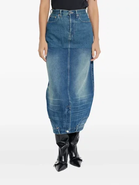 Fustă din denim Vetements până la genunchi albastru