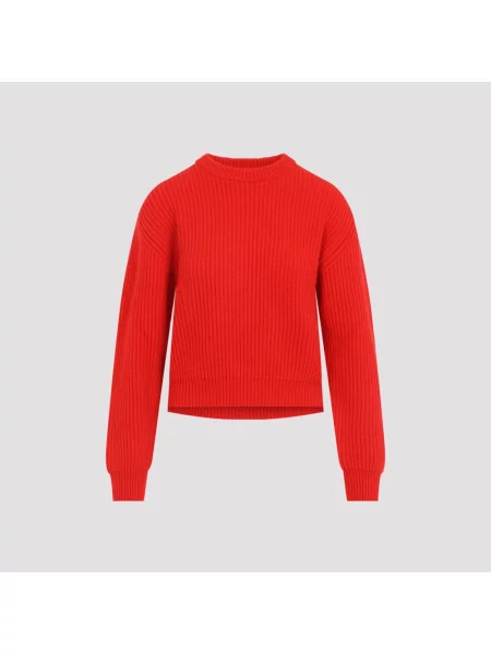 Sweter Jil Sander wełniany w paski czerwony
