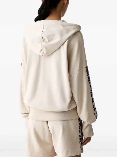 Top Adidas din piele de căprioară cu broderie cu glugă maro