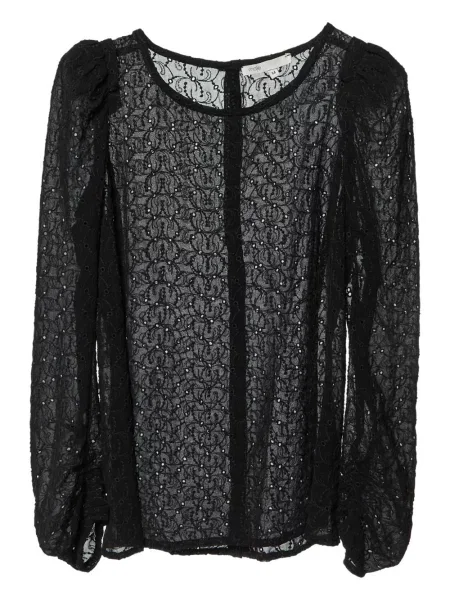 Top Maje cu broderie negru