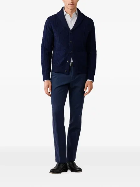 Gulerat cardigan Hackett London tricotate albastru