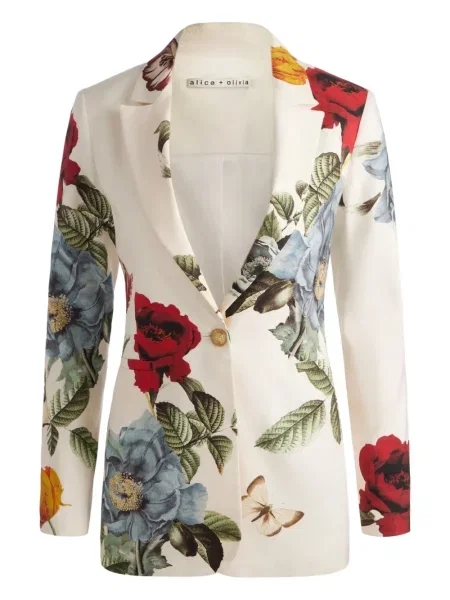 Sacou Alice + Olivia cu model floral cu imagine alb
