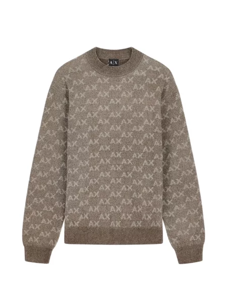 Pulover Armani Exchange cu autograf maro