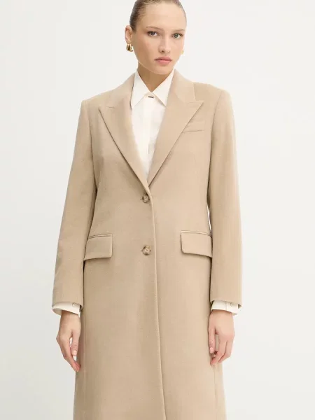 BOSS palton de lână bej