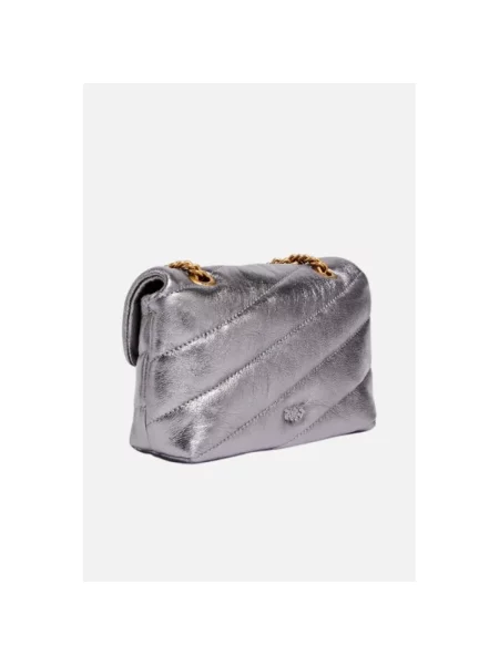 Torebka crossbody Pinko skórzana szara