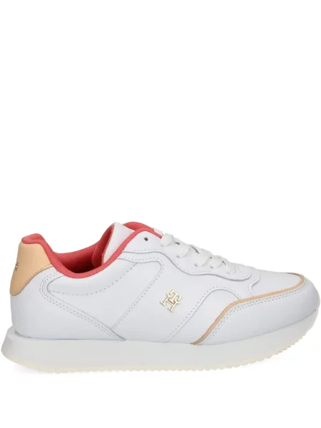 Sneakerși Tommy Hilfiger cu șireturi din piele alb
