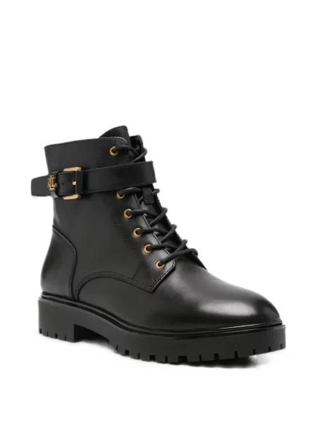 Cizme scurte Lauren Ralph Lauren cu șireturi din dantelă negru