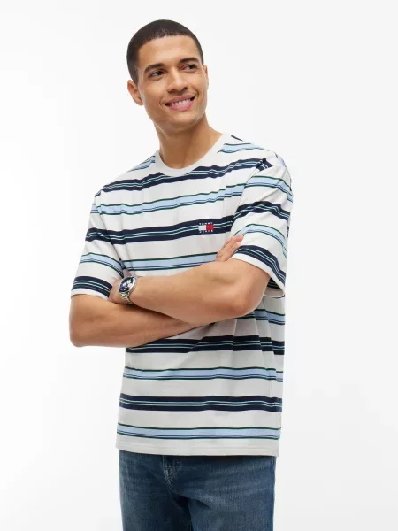 Tommy Jeans Tričko modrá / námornícka modrá / svetlomodrá biela