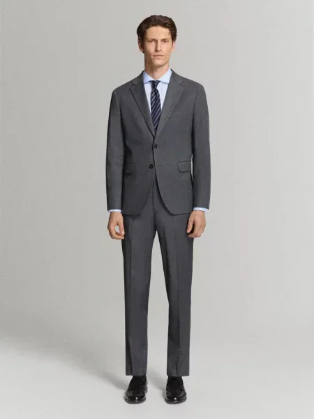 Koszula garniturowa slim fit z fakturą Mężczyzna L MANGO MAN błękitny