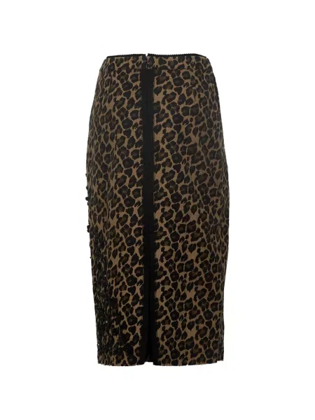 Fustă midi Essentiel Antwerp cu imagine cu model leopard maro
