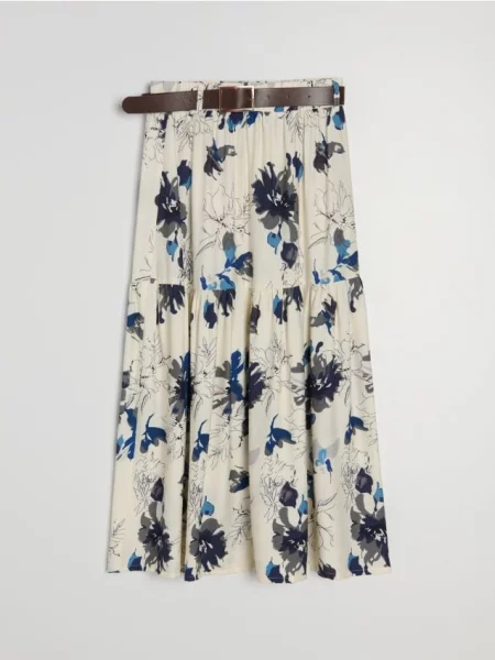 Міді спідниця з квітковим візерунком і різнобарвний