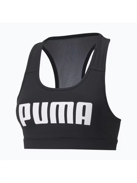 PUMA Mid Impact Graphic PM фитнес сутиен черно и 91 бяло